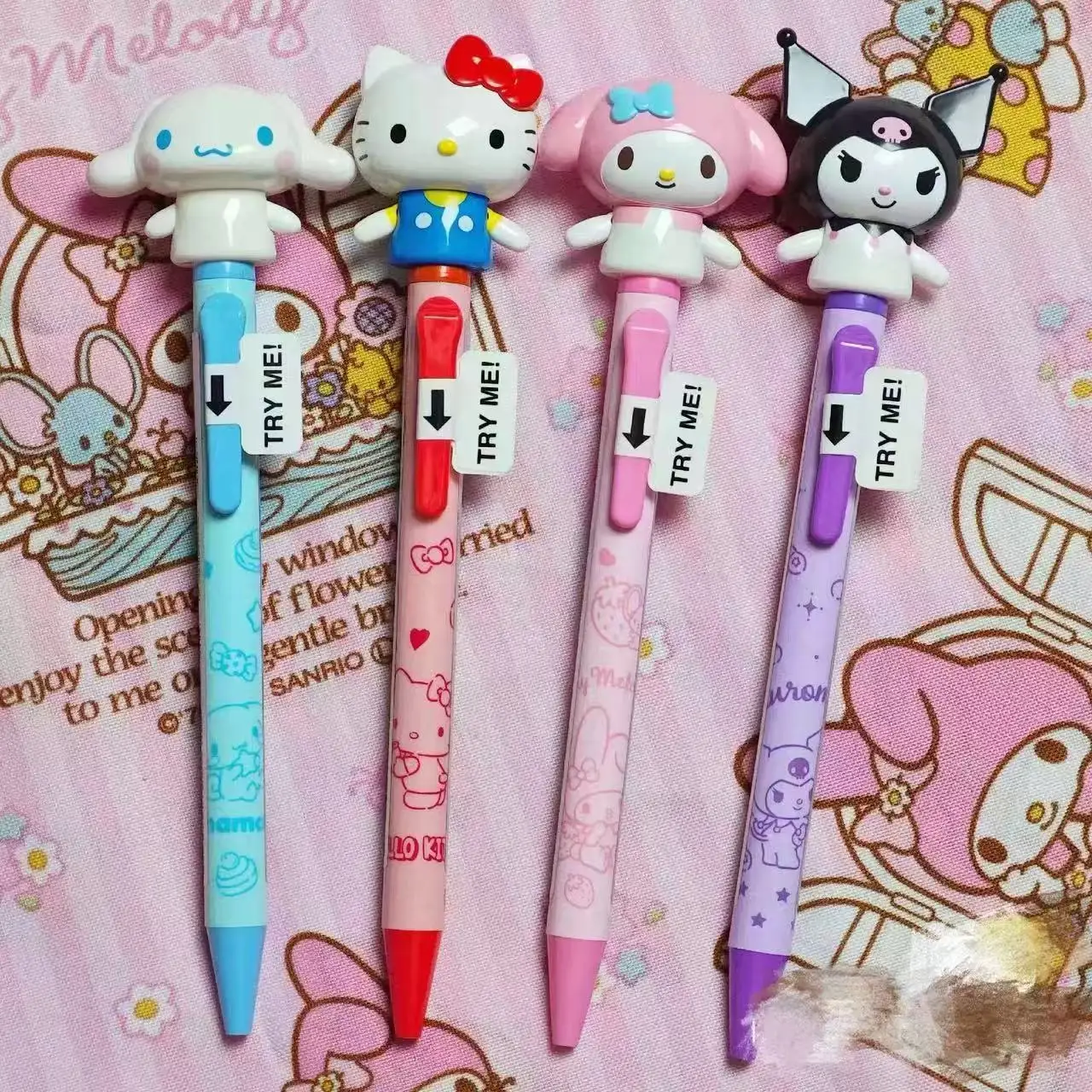 헬로키티 KT 고양이 멜로디 쿠로미 유구이 강아지 인형 팔 모양 볼펜 만화 펜 선물 크리스마스 학교 학생용