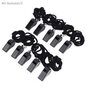 {MX} 2/5/10개 야외 생존용 검정색 호루라기 끈 포함 휴대용 큰 소리 스포츠 호루라기 축구 농구 심판 훈련용