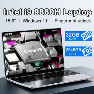 새로운 15.6인치 노트북 인텔 코어 i9-9880H 32GB 램 2TB SSD 울트라 슬림 게이밍 노트북 1920*1080 윈도우 11 오피스 학습 가정용