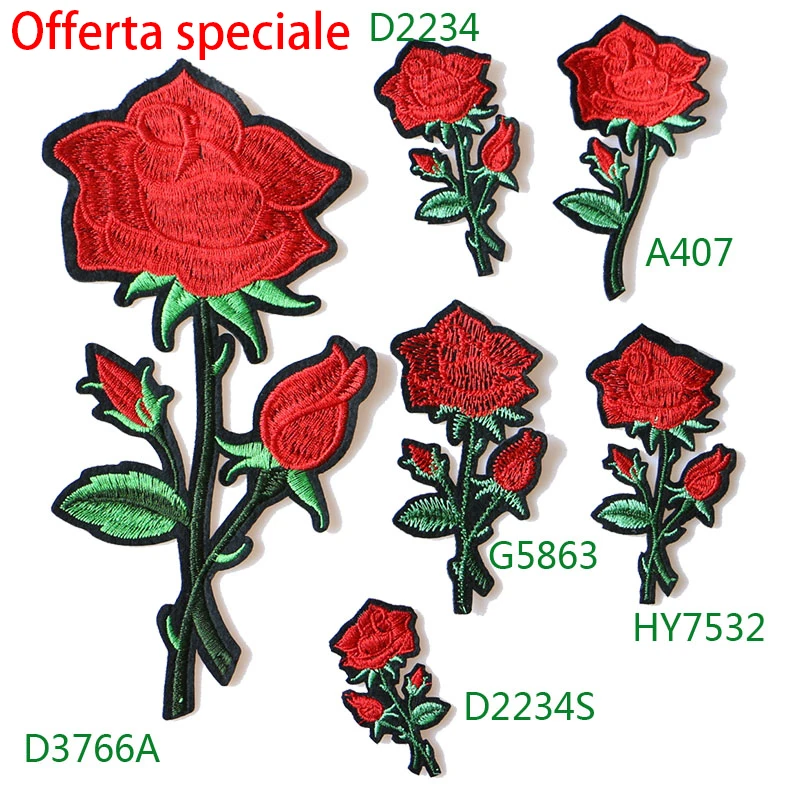 사랑에 빠진 나뭇잎과 장미 의류에 대한 패치에 수 놓은 아이언 DIY 줄무늬 옷 패치 워크 스티커 사용자 정의 꽃 배지