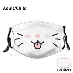 귀여운 고양이 얼굴 Kawaii 재미 있은 인쇄 재사용 가능한 Pm2.5 필터 얼굴 마스크 귀여운 고양이 얼굴 마스크 고양이 키티 새끼 고양이 사랑 스럽다 귀여운 흰색과