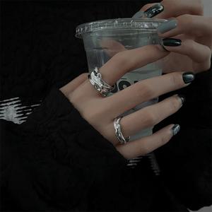 실버 특이한 슬림 2종 세트 기이학 오픈링 힙한 반지 레이어드