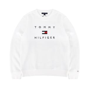 [타미힐피거]공용 스택트 자수 로고 플리스 크루넥 맨투맨 화이트 T9708