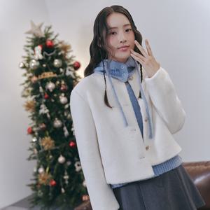 랩[정가 159,900] 골드버튼 라운드넥 페이크퍼 자켓 AP4FJA61