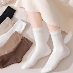 테리 기모 양말 5개 세트 여성 겨울 데일리 발 토시 워머