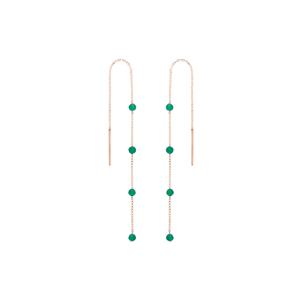 [티르리르] 14K 핑크골드 비비드-2 천연석 그린오닉스 귀걸이 HESK4N21115M-GO
