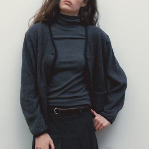 [24FW] CLASSIC KNIT JACKET - CHARCOAL