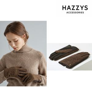 [선물포장] 브라운 퍼피로고 퍼안감 양가죽 여성 장갑 HIGV4F112W2