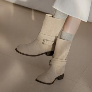 센지 스웨이드 단화 미들부츠 3cm