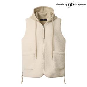 정상가:99,000원 ㅣ 양털 사이드 지퍼 후드 집업 베스트 (NO4VW008L0)