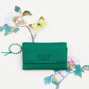 [선물포장/쇼핑백동봉][HOUSE CHECK] 그린 패턴배색 소가죽 반지갑 DCWA5E161J