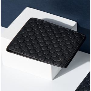 [선물포장/쇼핑백동봉]블랙 수입가죽 루이스 엠보 DD 패턴 반지갑 DBWA5E363J