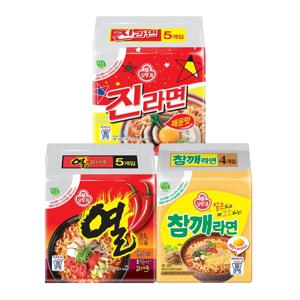 진라면 매운맛 5입 + 열라면 5입 + 참깨라면 4입