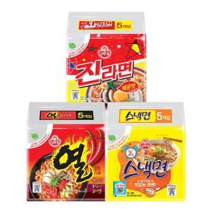 진라면 매운맛 5입 + 열라면 5입 + 스낵면 5입