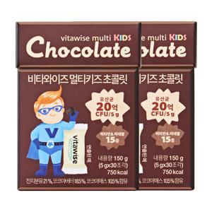 비피더스 생유산균 20억이 함유된 비타와이즈 멀티키즈 비타민초콜릿 2박스(30개입X2박스)
