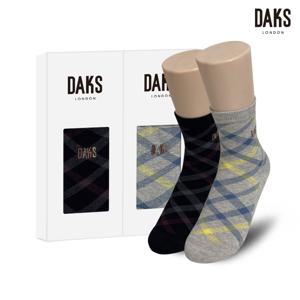 양말 숙녀 2족 선물세트 면중목 사선체크 25404