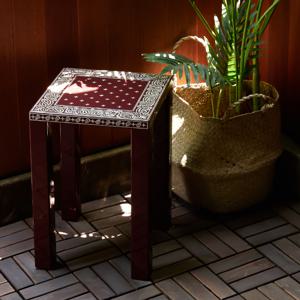 반다나 자개 스툴 버건디