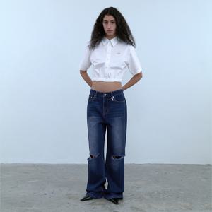 [오아이오아이컬렉션]데일리 컷팅 와이드 데님 팬츠 [BLUE]