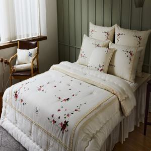 효재 피오니 광목 차렵 이불 슈퍼킹 SK 자수 봄 가을 간절기 혼수 선물 먼지없는 이불 혼수 세트