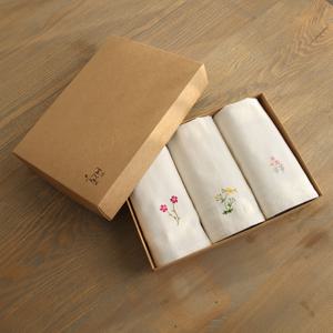 효재 광목 오가닉 자수 핸드 타올 주방 수건 결혼 돌 답례품 잔치 예쁜 행주 3종/5종 세트