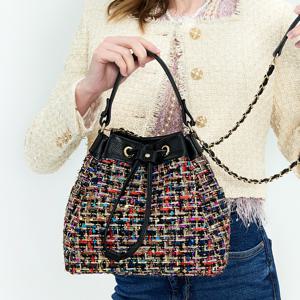 [최초가 300,000원]  스튜디오 소가죽 트위드 버킷백 H23H1001 블랙