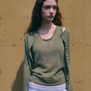 Summer knit jacket + sleeve [OLIVE]