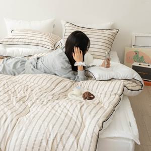 아토앤알로 뉴트럴 스트라이프 먼지없는 항균 양면 차렵이불패드세트 S/SS