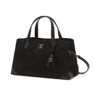 [벨포드] 블랙 크로커 소가죽 배색 나일론 토트백 M DCBA5F053J