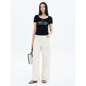 스트라이프 텍스처 데님 팬츠  아이보리 (115621AP10)