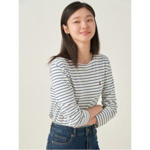 [Essential] 스트라이프 긴소매 티셔츠  블루 (BF5741E03P)