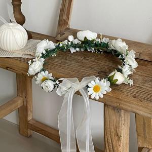 에어컨커버 다용도 벽장식 가랜드 플라워 화이트 리스 쉬폰 리본 플로라