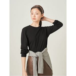 레이어드 디테일 긴소매 티셔츠  블랙 (BF5841C905)