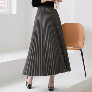 베로안 허리 밴딩 주름스커트 가을 롱스커트 플리츠 데일리 일상 캐쥬얼 출근룩 베이직