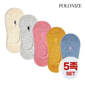 [폴로나이즈] 쥬시 자수 페이크삭스 여성 덧신 5족 세트