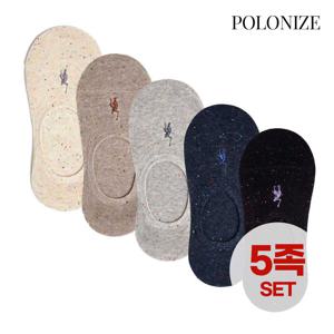 [폴로나이즈] 심플리 자수 페이크삭스 여성 덧신 5족 세트