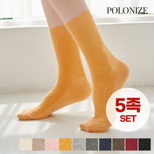 [폴로나이즈] 딸기 슬림 골지삭스 여성 양말 5족 세트