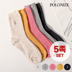 [폴로나이즈] 심플제인 롱삭스 여성 양말 5족 세트