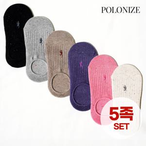 [폴로나이즈] 라벤더 자수 페이크삭스 여성 덧신 5족 세트/인기상품