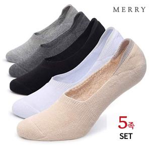 [메리삭스] 특허 폭신한 쿠션 더블밴드 페이크삭스 5족 세트/양말