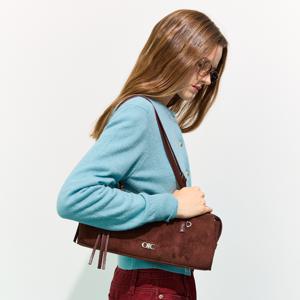 미아 스웨이드 숄더백 [BROWN]
