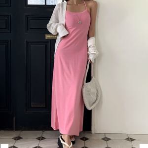 [엘브랜드] 윙크 홀터넥 끈 롱원피스