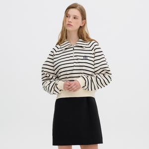 [정가99,000]스트라이프 카라 반집업 자수 맨투맨 티셔츠 OH5XE1910