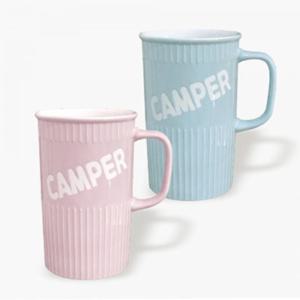 캠퍼 롱 머그컵 블루핑크 2개세트 커피잔 도자기컵 세락믹머그컵 도자기머그컵 머그컵세트