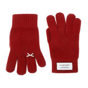 [선물포장] 레드 리본 장식 포인트 핑거홀 터치 장갑 JAGV5F812R2