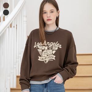 게스진 여성 그래픽 쭈리 세미 크롭 맨투맨 OP4K5432