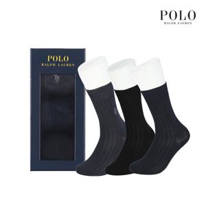 POLO 폴로 신사 베이직 립 장목 3족양말선물세트 RL33226S