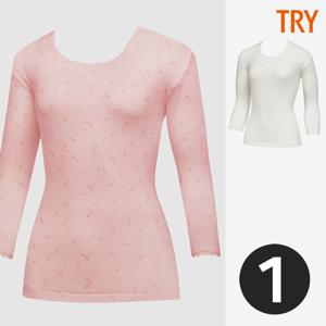 여성내복7부 상의 면100 순면 40수 레이스 겨울 동내의 국산