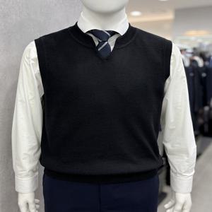 남성 브이넥 V넥 니트 스웨터 조끼 베스트 4컬러 - 차콜, 블랙, 다크 브라운, 그레이