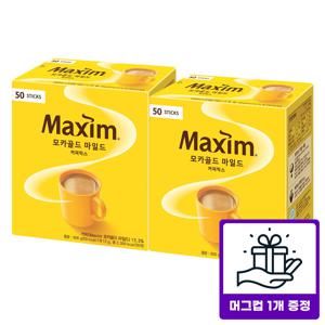 모카골드 마일드 커피믹스 50Tx2개 총 100T+머그컵