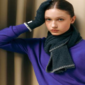 [선물포장]  그레이 배색포인트 울혼방 장갑 JAGV5F681G3